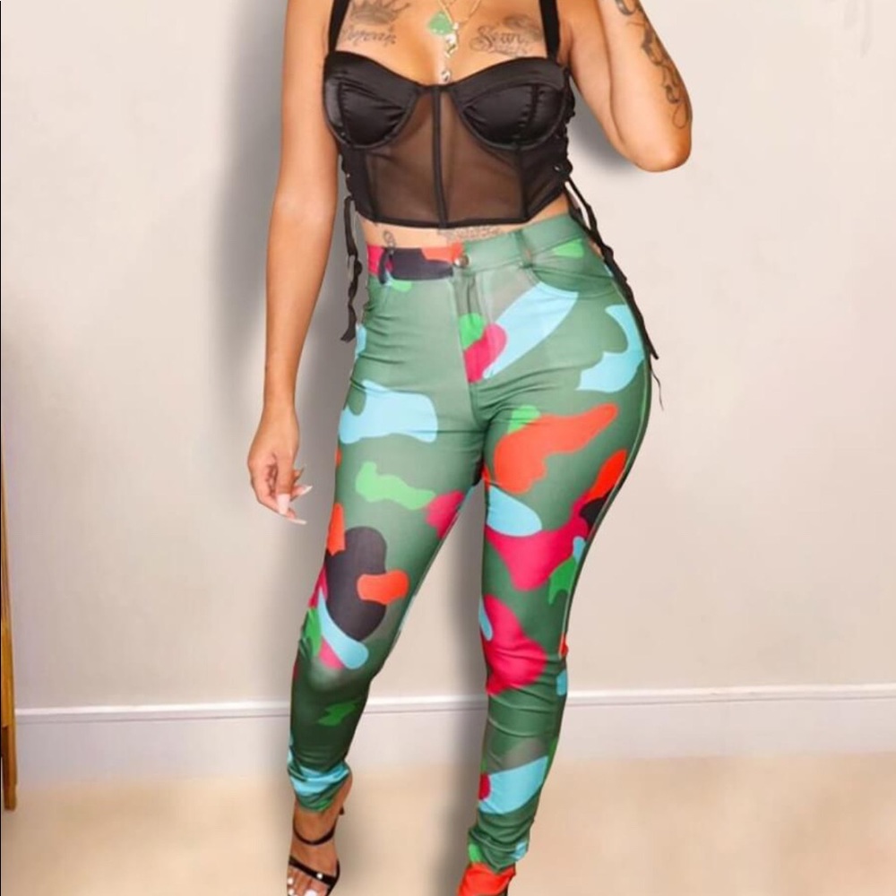 High Waisted Multi Colored Pants